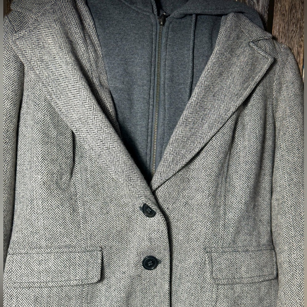 Grey blazer with hood